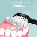 ✨ Escova Elétrica Sônica IPX7 42.000VPM 🦷💦 Recarregável + 8 Refis Poderosos! 🔥